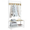 3 in 1 Industrial Coat Rack with 2-Tier Storage Bench and 5 Hooks