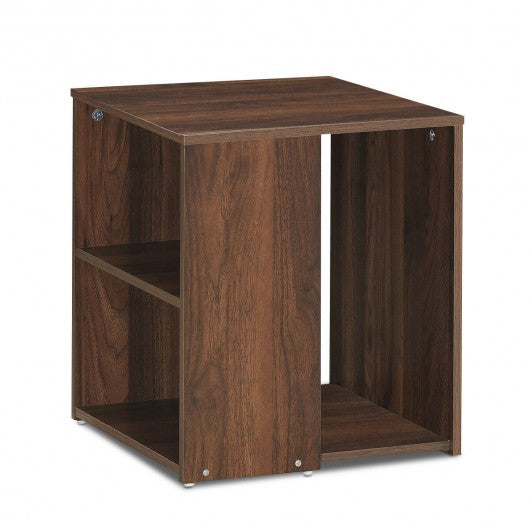 2 Shelf Side End Table with Open Storage Shelves