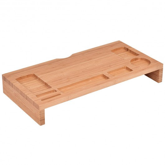 Bamboo Monitor Stand Riser Storage Laptop Desktop