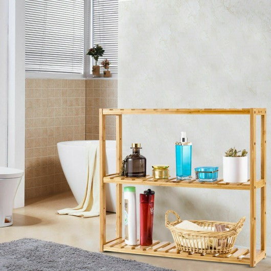 Multifunctional 3 Bamboo Adjustable Utility Storage Stand Rack