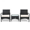 3 pcs Patio Wicker Rattan Furniture Set with White Cushion