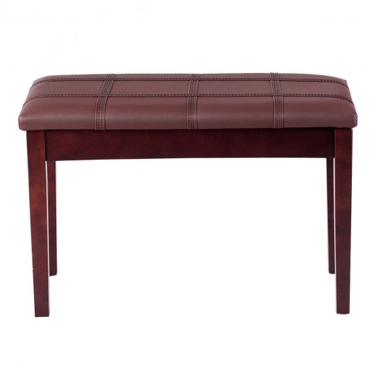 Solid Wood PU Leather Piano Double Duet Keyboard Bench