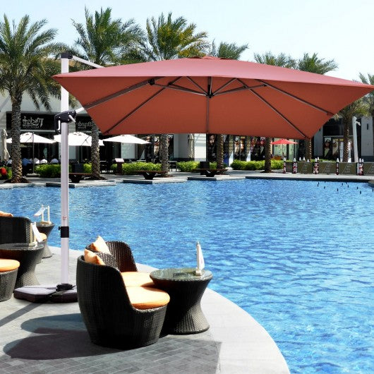 10 Ft 360 Degree Tilt Aluminum Square Patio Offset Cantilever Umbrella