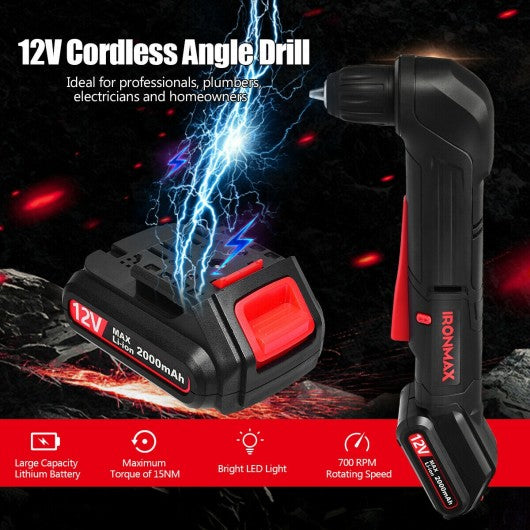 12V Cordless Angle Drill with 3/8