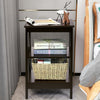 3-Tier Nightstand End Table with X Design Storage -Espresso
