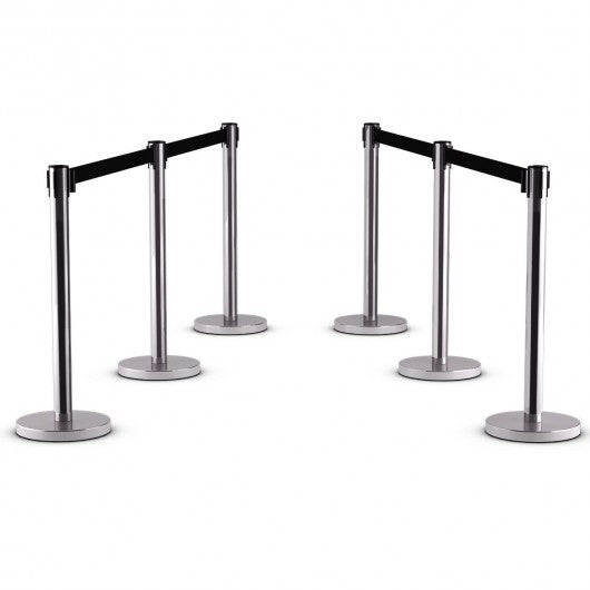 6Pcs Crowd Control Barrier Retractable Queue Pole