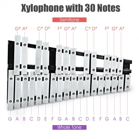 27 Note Glockenspiel Xylophone with 2 Rubber Mallets