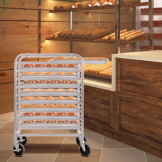 10 Sheet Aluminum Rolling Bakery Pan Rack