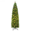 7.5 ft Pre-lit Hinged Pencil Christmas Tree with Pine Cones Red Berries