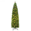 7.5 ft Preit Hinged Pencil Christmas Tree with Pine Cones Red Berries