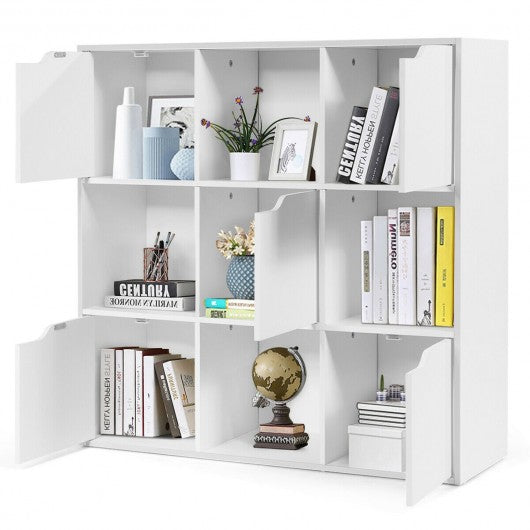 9 Cube Storage Wood Divider Bookcase-White