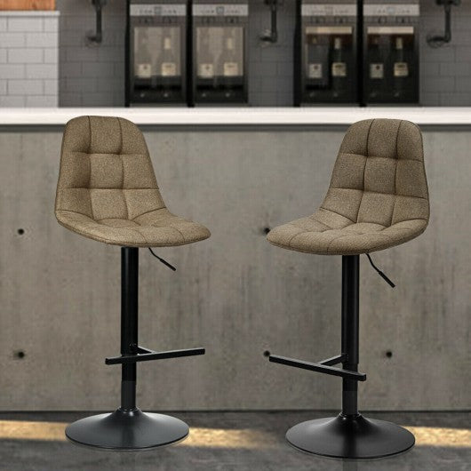 2Pcs Adjustable Bar Stools Swivel Counter Height Linen Chairs