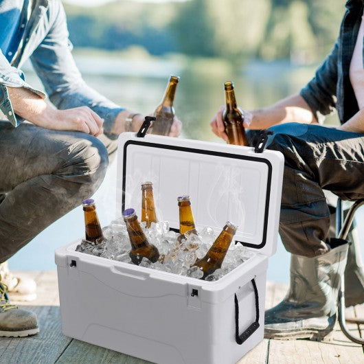 64 Quart Heavy Duty Outdoor Insulated Fishing Hunting Ice Chest -White