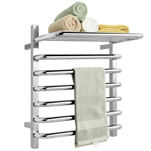 6-Bar Wall Mounted Towel Warmer Stainless Steel Towel Rack