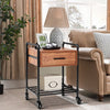 2-Tier End Coffee Living Room Table with Drawer & Wheels