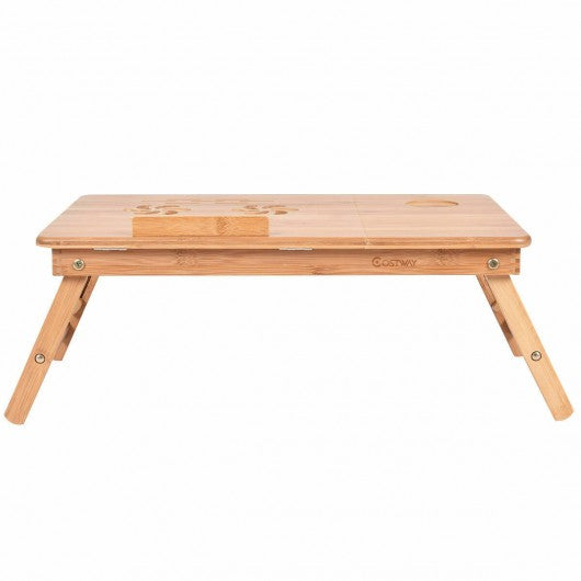 Portable Bamboo Laptop Desk Table with Drawer