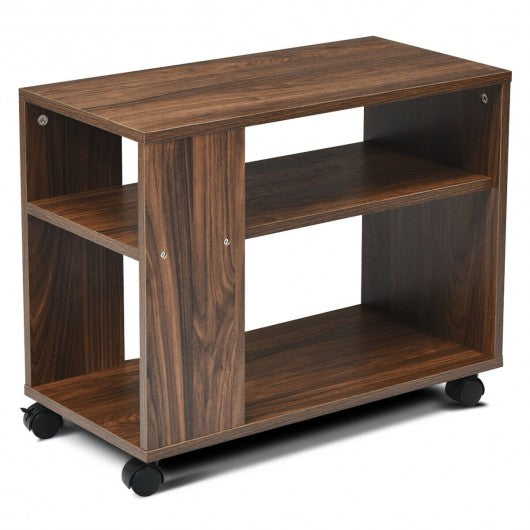3-tier Side Table with Wheels & Large Storage Shelf