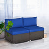 2Pcs Patio Rattan Armless Sofa with Cushion