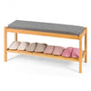 Bamboo Upholstered Padded Shoes Storage Bench