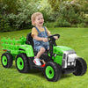 12V Kids Ride On Tractor with Trailer Ground Loader-Green
