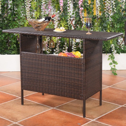 Outdoor Patio Rattan Bar Counter Table