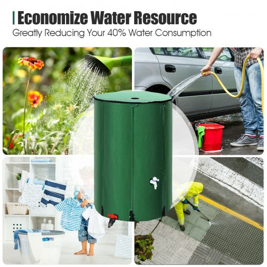 100 Gallon Portable Rain Barrel Water Collector Tank with Spigot Filter