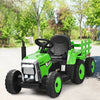 12V Kids Ride On Tractor with Trailer Ground Loader-Green