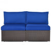 2Pcs Patio Rattan Armless Sofa with Cushion