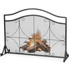 Single Panel Fireplace Screen Free Standing Spark Guard Fence