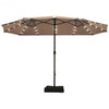 15 Ft Solar LED Patio Double-sided Umbrella Market Umbrella without Weight Base