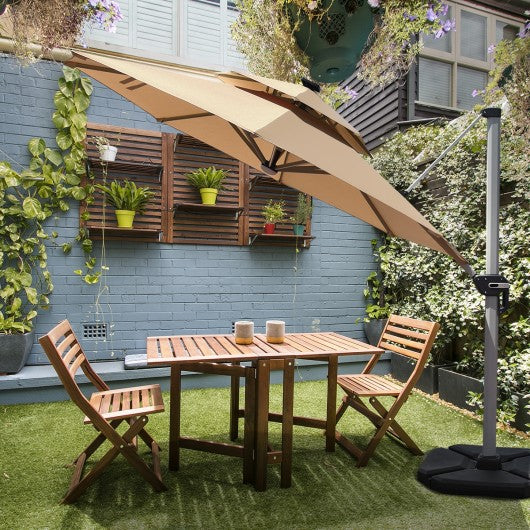 12ft 360° Rotation Aluminum Solar LED Patio Cantilever Umbrella