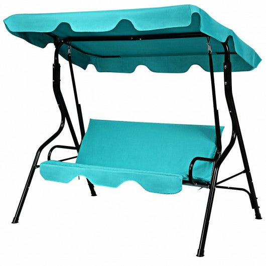 3 Seats Patio Canopy Cushioned Steel Frame Swing Glider Hammock