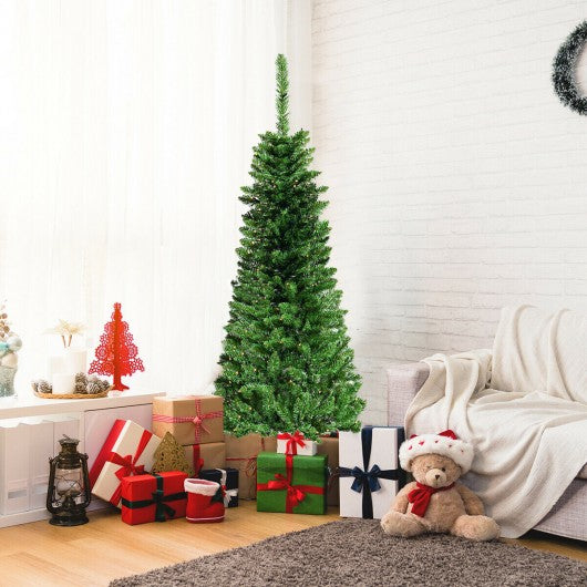 PreLit Hinged Artificial Fir Pencil Christmas Tree