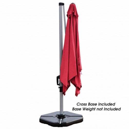 10 Ft 360 Degree Tilt Aluminum Square Patio Offset Cantilever Umbrella