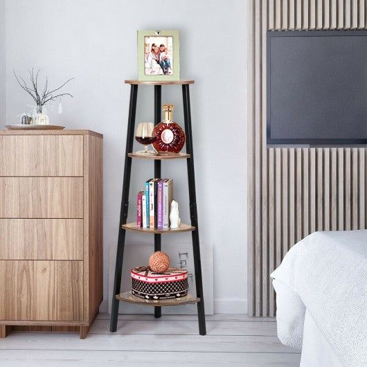 4-Tier Corner Shelf Metal Storage Rack Bookcase Plant Display Stand