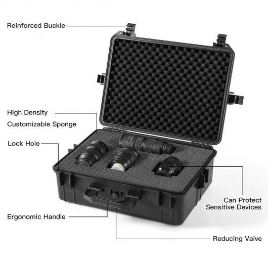 Weatherproof Shockproof Camera Lens Box w/ Customizable Foam