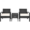 3 pcs Outdoor Patio Rattan Furniture Set with Cushion