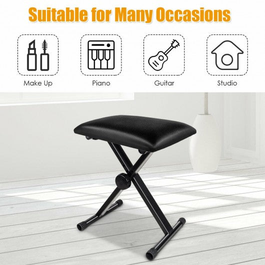 Adjustable Portable X-Style Leather Padded Piano Bench