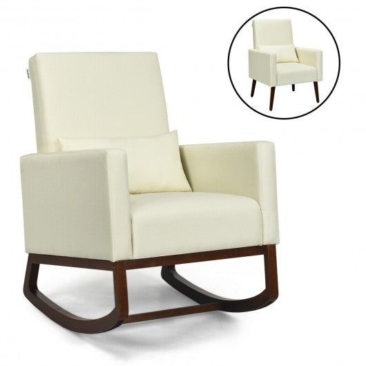 2 in 1 Fabric Upholstered Rocking Chair with Pillow