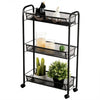 3-Tier Mesh Rolling Cart Mobile Organizer Stand Utility Cart Trolley