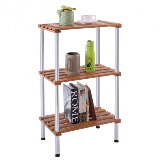 3-Tier Wood Slat Storage Rack Display Shelving