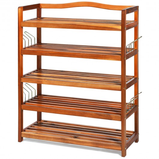 5-Tier Wood Shoe Rack Freestanding Shoe Storage Organizer