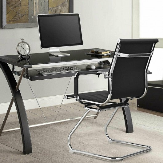Set of 2 Office Guest Chairs Waiting Room Chairs -Black
