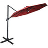 10 Ft Patio Offset Cantilever Umbrella with Solar Lights-Wine