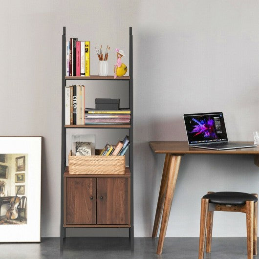 Ladder Shelf 3 Tier Bookcase Metal Frame Bookshelf
