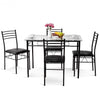5 Pieces Dining Set Tempered Glass Top Table & 4 Upholstered Chairs