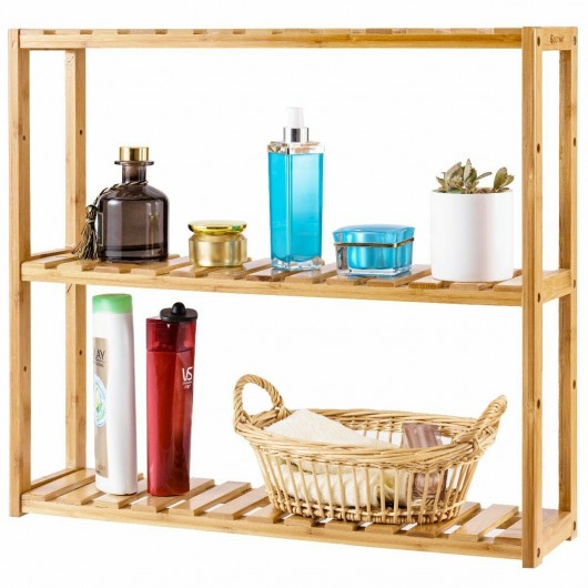 Multifunctional 3 Bamboo Adjustable Utility Storage Stand Rack