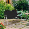 2 Person Folding Camping Bench Portable Double Chair-Black