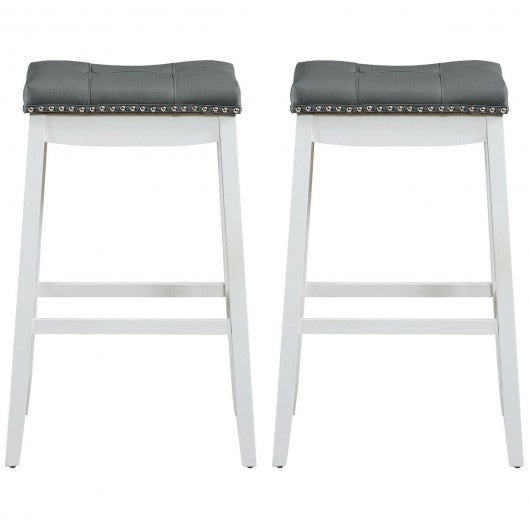 29€�Set of 2 Nailhead Saddle Bar Stools