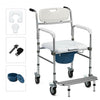 Aluminum Medical Transport Commode Wheelchair Shower Chair -White